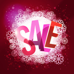 Winter sale colorful typography at cool winter background
