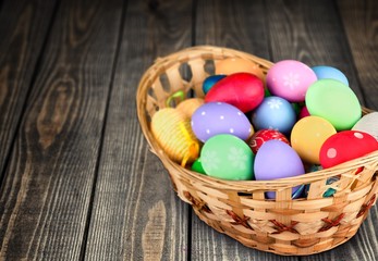 Fototapeta na wymiar Easter. Eggs in Easter Basket