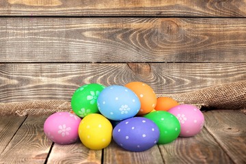 Easter. Colorful Easter eggs on white background