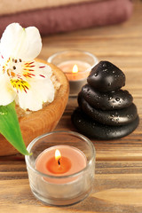 Spa still life on wooden table background