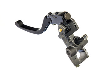 A black motorcycle lever isolated on white