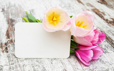 tulips with a card
