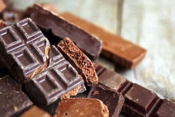 Set of chocolate, closeup