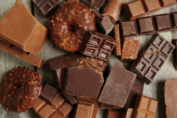 Set of chocolate, closeup