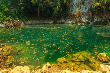 wonderful crater lagoon in thailand, lom pu keaw lagoon lampang