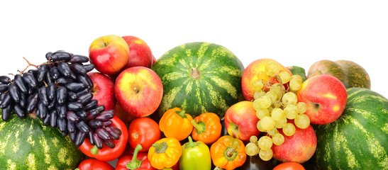 Collection of fruit and vegetables on white