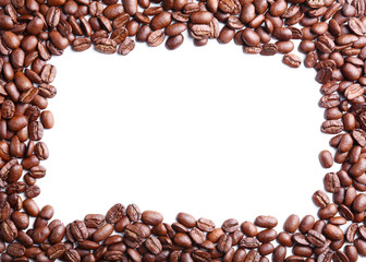 Coffee beans on white background