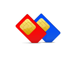 two sim card red and blue