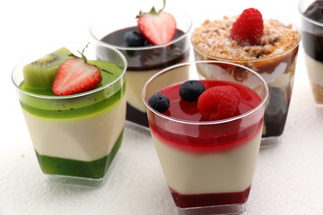 Different colorful of panacotta
