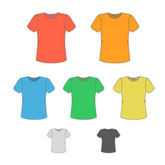 T-shirt vector design templates in various colors