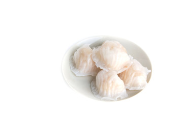 Steamed shrimp dumplings  on white background