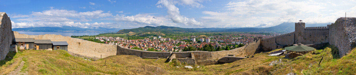 Fototapeta na wymiar Old ruins of castle in Ohrid, Macedonia