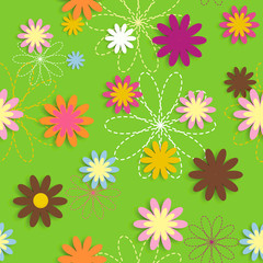 Flora Flower Seamless Pattern Design Vector Illustartion