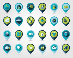 Farm Garden flat mapping pin icon with long shadow