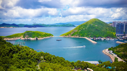Great rocky mountain in the ocean of Hong Kong