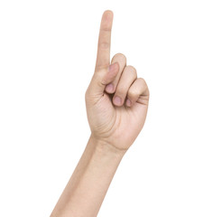man's hand sign attention white background