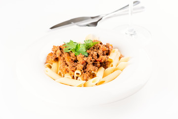 Penne Pasta with Bolognese Sauce knife