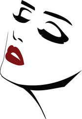 Woman with red lips and beauty icon