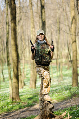 Fototapeta premium Beautiful army girl with gun