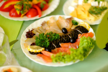 table set service with silverware and glass stemware at restaurant before party