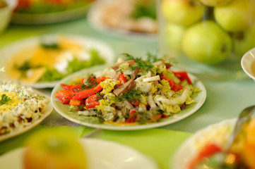 table set service with silverware and glass stemware at restaurant before party