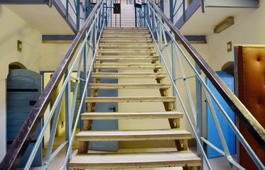 Stairway in a Prison indoor, architecture, detention