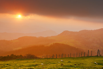 sunset in the mountains