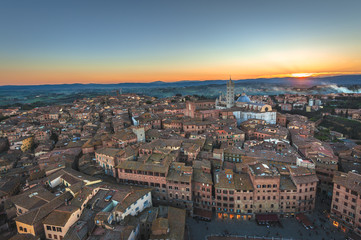 Fototapeta na wymiar aerial panorama of the Tuscan medieval town of Siena, Italy