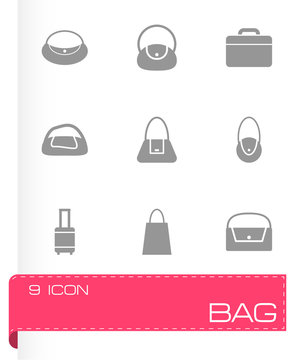 Vector black bag icon set