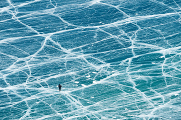 Frozen Baikal lake in winter
