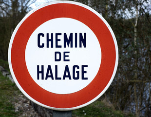 panneau "chemin de halage" - "Towpath" sign