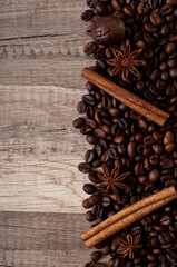 spices on the old wooden background