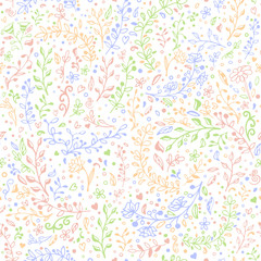 Vector seamless floral pattern. Hand draw, doodles
