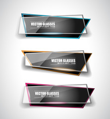 Glass Banner with Abstract Shape and glossy effect