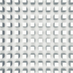 Relief cubes pattern on white wall, 3d illustration