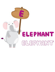 animal alphabet e with elephant