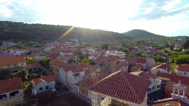 Aerial footage of village in Croatia