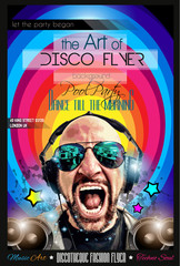 Obraz premium Disco Night Club Flyer layout with DJ shape