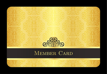 Golden member card with classic vintage pattern