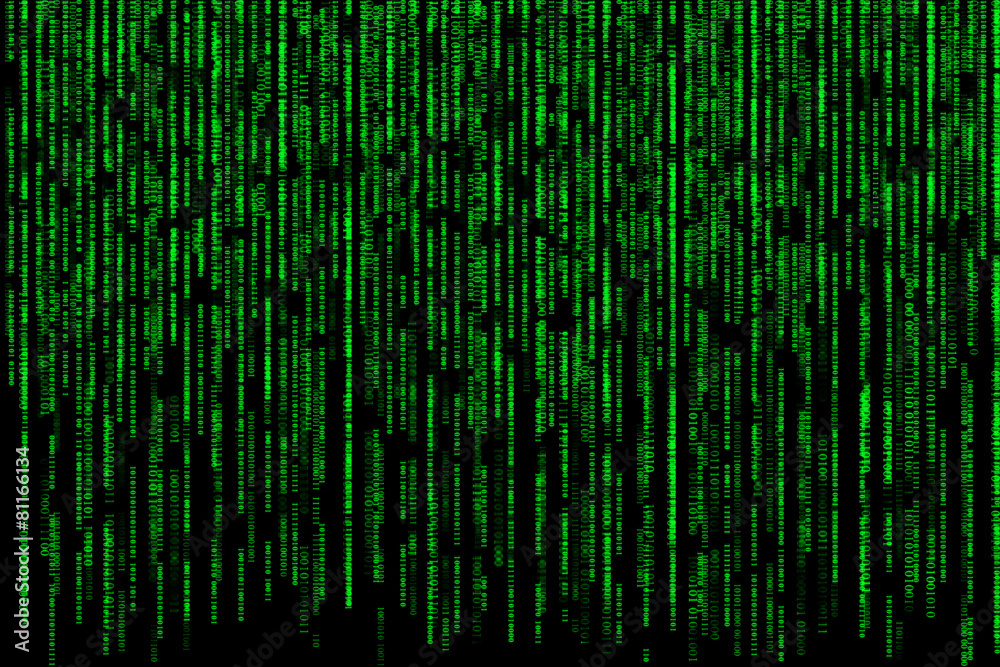 Fototapete matrix effect background of falling green computer code