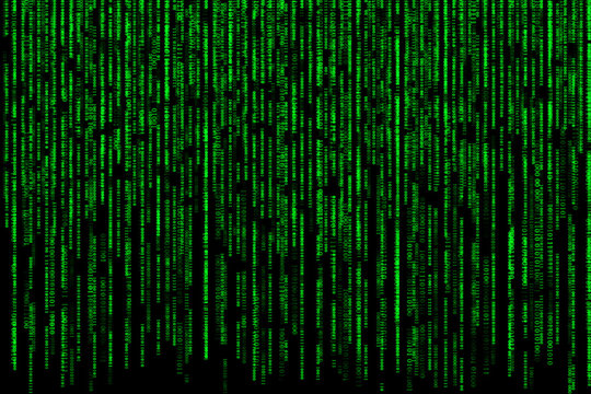 Matrix effect background of falling green computer code