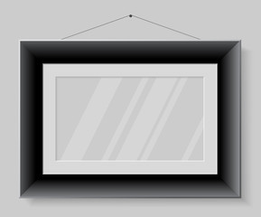 Black frame isolated on grey background.
