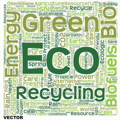 Vector conceptual green eco or ecology word cloud