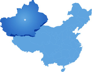 Map of People's Republic of China - Xinjiang Uyghur Autonomous R