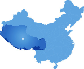 Map of People's Republic of China - Tibet Autonomous Region