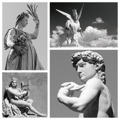 group of mythological statues of  : Demeter, Pegasus, Apollo and - 81168191