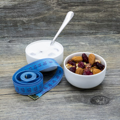 Diet breakfast with yogurt and granola