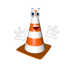 construction cone site wait inactive funny cartoon illustration