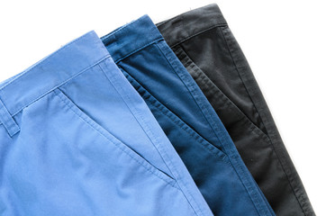 Man's trousers on white background showing  pocket