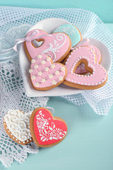Heart shaped cookies for valentines day